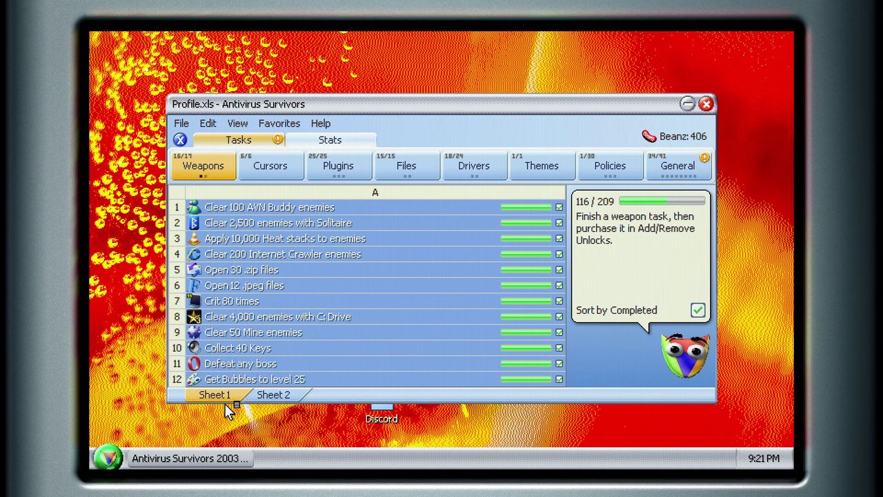 The tasks panel